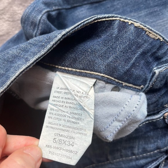 Wrangler Premium Patch Thick Stitch Western Rodeo Blue Denim Jeans Womens 5/6X34 - Picture 3 of 11